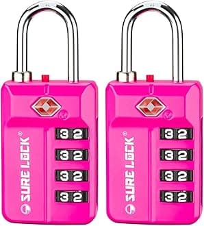 TSA Approved Travel Luggage Locks, Open Alert Combination Lock for School Office & Gym Locker,Toolbox, Pelican Case, Pink 2 Pack