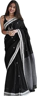 SIRIL Women's Printed Cotton Saree with Unstitched Blouse Piece