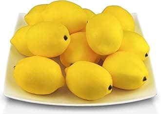 SAMYO Fake Fruit Home House Kitchen wedding Party Decoration Photography Simulation Artificial Lifelike Yellow Lemon 12pcs Set