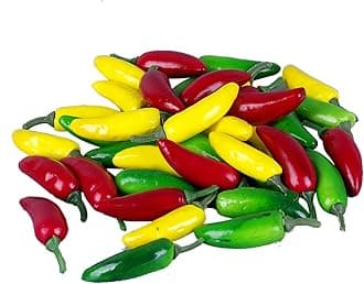 60pcs Mini Fake Hot Chili Peppers, Simulation Artificial Lifelike Small Chili, Plastic Fake Vegetable for Photographic Props, Home Kitchen Decoration, Cabinet Ornament,Party Christmas Toy