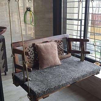 Reversible Wooden Swing (Jhula) Onjle - Eva | Wooden Jhula For Living Room Without Cushion, 101 Cm, 58 CM