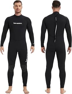 Lemorecn Men's Wetsuit 3/2mm and 5/4mm,Full Wetsuits for Men,Men‘s 3mm Full Wetsuit Front Zip for Diving Snorkeling Surfing Swimming