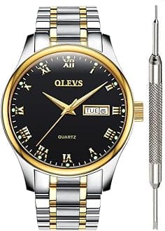 OLEVS Watch for Men Stainless Steel Business Dress Analog Quartz Men Watch Large Face Day Waterproof Luminous Classic Wrist Watch