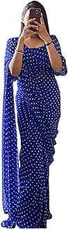 Women's Georgette Printed Ready To Wear one Minute Saree With Unstitched Blouse Piece