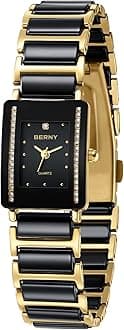 BERNY Gold Watches for Women Vintage Luxury Ladies Wristwatch with Fashion Ceramic Band Waterproof Quartz Dainty Womens Bracelet Watch