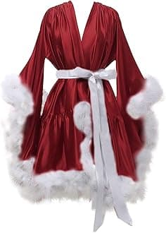 yinyyinhs Women's Feather Robe Silk Satin Bridal Dressing Gowns Short Nightgown Bathrobe Sleepwear Maternity Photoshoot Robe