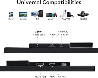 Portable Monitor 18.5 Inch 120Hz FHD 1080P HDMI USB-C, 99% sRGB, HDR Gaming Monitors Built-in Speakers Kickstand and VESA Travel Second Screen for Laptop Mac PC Xbox PS4/5 Switch