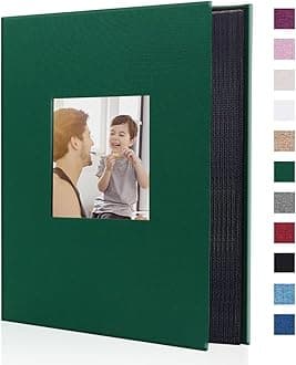Artmag Fabric Photo Album 4x6 300 Large Capacity for Family Wedding Anniversary Linen Album Holds 300 Horizontal Photos (300 Pockets, Dark Green)