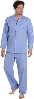 Haigman Men's Sleepwear Sky Blue Long Sleeve Pyjama Set Suit with Trousers