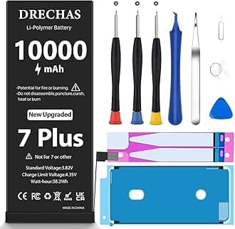 [10000mAh] Battery for iPhone 7 Plus, Upgraded High Capacity 0 Cycle Li-Polymer Replacement Battery for iPhone 7 Plus Models A1661, A1784, A1785 with Complete Professional Repair Tool Kit