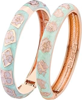 Bangles Bracelets Gorgeous Enameled Flower Cloisonne Plated Indian Jewelry Sets Box for Womens Gift