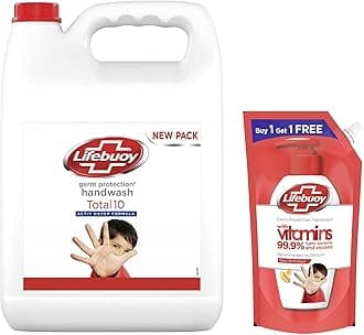 Germ Protection Total PRO Plus Liquid Handwash Refill Canister, 5L & Lifebuoy Total 10 Germ Protection Liquid Handwash Refill Pack, 725ml (1+1 Free Combo)