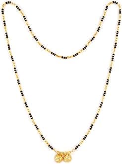 Ms-Me910 Traditional Temple Forming One Gram Gold Plated Stylish Meenakari Maharashtrian Wati Tanmaniya Nallapusalu Black Mangalsutra With Copper Golden Chain For Women