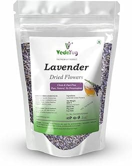 VY VedaYug Lavender Dry Flowers | 100g Resealable Pouch | Lavender Herbal Tea | Dried & Fragrant | Culinary Grade for Infusions | Suitable for DIY Candles, Soaps & Crafts