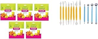 Fevicryl Shilpkar Mouldit Epoxy Compound Clay (5 Pkts of 50gm) + Clay Tools/Clay Sculpting Tools/Clay Modelling Tools (Set of 8 Double Ended Tools+4pc Ball tools) for DIY Art and Craft