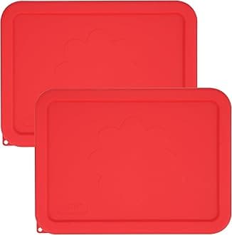 3 Cup Rectangle Silicone Storage Cover Lids Replacement for Pyrex 7210-PC Glass Bowls, (Container not Included) 2 Pack, Microwave, Dishwasher and Freezer Safe (Cherry Red)