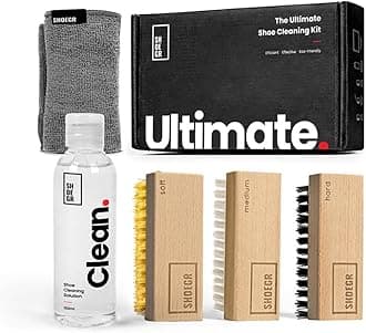 Ultimate Shoe Cleaning Kit for Sneaker, Nubuck, Canvas, Knit, Trainers & Suede | Multi-Material Care Set with Premium Solution, Deep Clean Brushes, Microfiber Towel