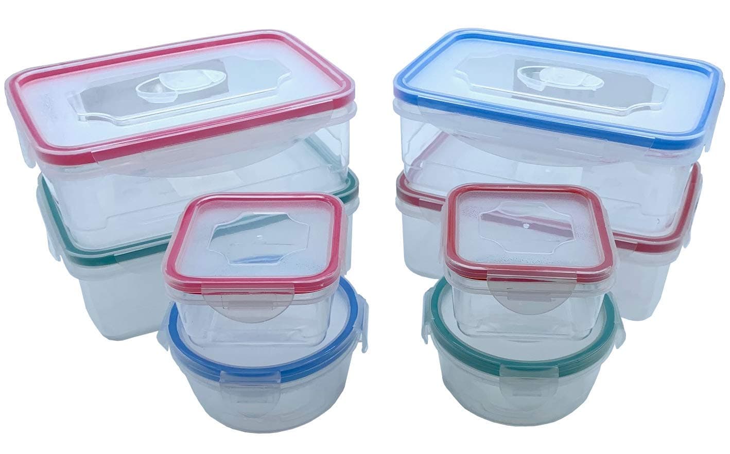 Q Sharp Clip and Lock Plastic Food Storage Containers, BPA-Free Microwave Dishwasher and Freezer Safe Pack of 12 = 3 x 1.3 litres Medium Food Stoarge Box Plus 3 x Small Round, Square and Rectangular