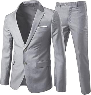 Mens Suits 2 Piece Slim Fit Wedding Dress Suit Two Buttons Business Suit Blazer Casual Jackets Trousers