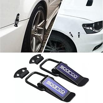 AutoBizarre Metal Car Bumper Security Hook Lock Clips Kit Quick Release Fasteners Sparco For Bumpers, Fenders, Trunk And Hatch Lids Compatible With All Cars (Set Of 2)