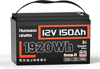 12V 150Ah LiFePO4 Lithium Battery BCI Group31 Bluetooth- Built-in 110A BMS, Deep Cycle Battery for Solar, RV, Marine, Off-Grid Applications - 15000+ Life Cycles, Safe & Lightweight