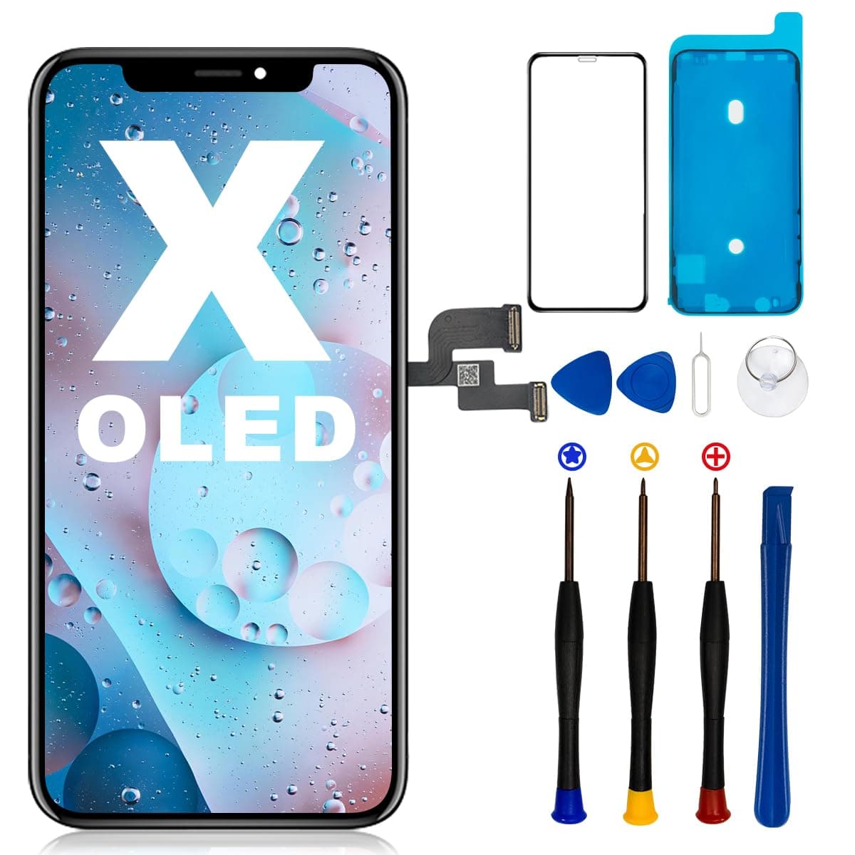 iPhone X Screen Replacement OLED 5.8 Inch 3D Touch Screen Display Digitizer Repair Kit Assembly with Complete Repair Tool ((iPhone X (A1865 A1901 A1902)-OLED)..