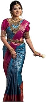 C J Enterprise Women's Kanjivaram Soft Silk Saree For Wedding With Un-Stitched Blouse Piece (RMM Paithani)