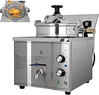 TECHTONGDA 16L Countertop Pressure Fryer, Stainless Steel Commercial Chicken Deep Fryer, 110V 3KW Counter Top Pressure Cooker with Timer and Variable Thermostat, for Restaurant Frying Chicken Fish