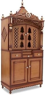 USHEAVENHANDICRAFTS Wooden Temple - Wall Hanging & Table Top Pooja Mandir/Home Decor, Brown