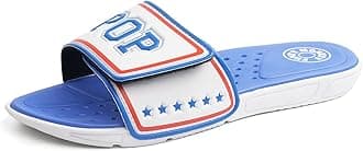 FUNKYMONKEYMen's Slide Sandals with Adjustable Upper and Comfort Quick-Dry Footbed Beach Shower Slippers