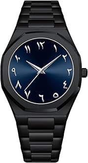 Fashion Men's Quartz Watch with Middle Eastern Arabic Numeral Dial Design Stylish Stainless Steel Waterproof Business Casual Wristwatch