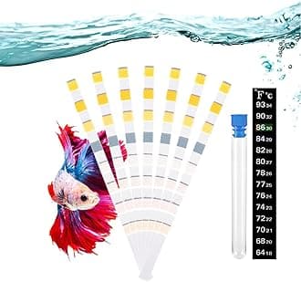 8 in 1 Aquarium Test Kit Fish Tank Test Strips Accurate Water Quality Testing Strips for Ammonia PH Total Alkalinity Carbonate Hardness Free Chlorine Nitrate Nitrite Temperature (100 Strips)