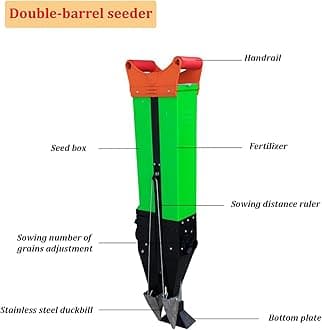 Manual Seeder, Adjustable Handheld Seeding Machine Peanut Corn Bean Planter Household Garden Patio Flower Plant Vegetable Fertilizer Spreader(Single Barrel Planter)