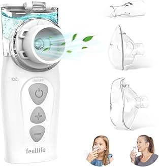 Nebuliser Machine for Adults, Type-C Rechargeable Portable Nebuliser for Adults & Kids, Silent Portable Handheld Inhaler with 2 Masks, Mouthpiece and Storage Bag