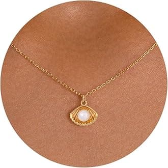 Shell Necklaces for Women - Pearl Shell Necklace 14K Gold Plated Dainty Gold Necklace Jewelry for Women