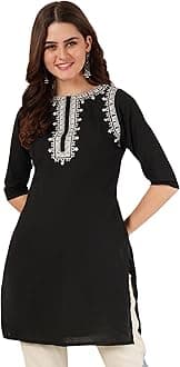 BrownversePure Cotton Embroidered Women Short Kurti