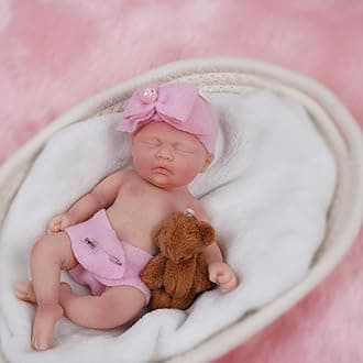7 Inch Reborn Baby Doll ，Silicone Doll Boy Guy Mini Realistic Newborn Baby Dolls Silicone Full Body Stress Relief