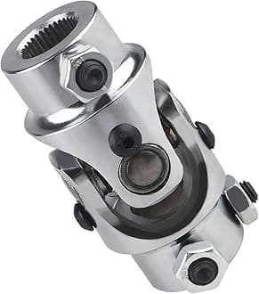 Single Steering Shaft Universal U Joint 3/4"-36 Spline x 3/4" DD 83mm (3-1/4") Working Angle 35°Degree Nickel Plated