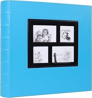 RECUTMS Photo Picutre Album 4x6 500 Photos, Large Capacity Leather Cover Wedding Family Photo Albums Holds 500 Horizontal and Vertical 4x6 Photos with Black Pages (Sky Blue)