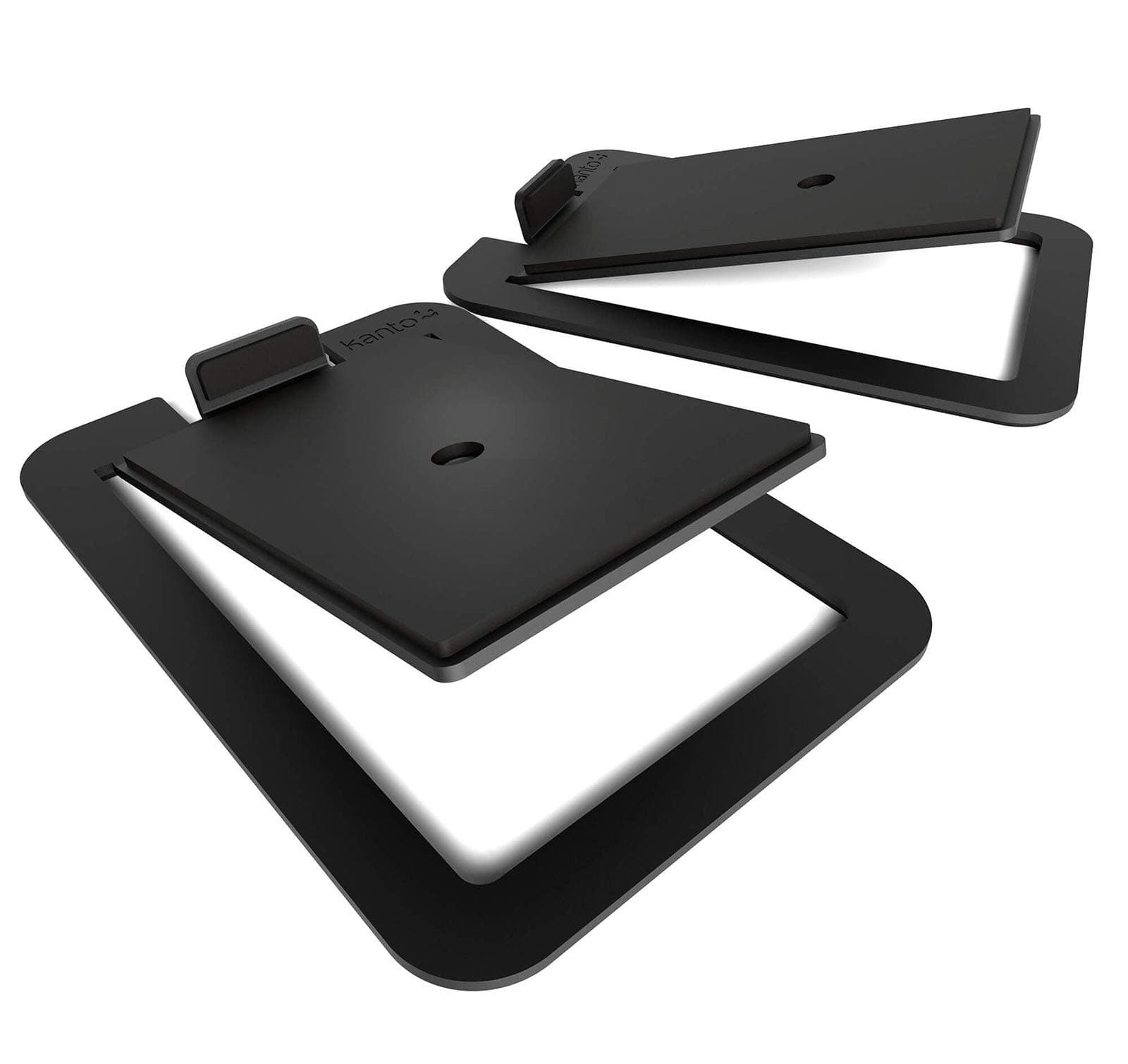 Kanto YU6 Wireless Bluetooth Powered Speaker Bundle with Kanto S4 Desktop Stands - Matte Black Speakers, Black Stands