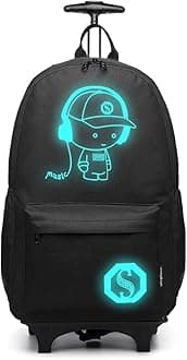 Kono Children Luggage Suitcase Luminous Music Kids Laptop Backpack Cabin Wheeled Travel Business Wheeled Rolling Trolley Hand Case 25L