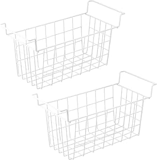 Orgneas 16.5 Inch Freezer Organizer Bins, Metal Wire Basket Bins, Replaces Chest Freezer Basket, Hangable, Sturdy, White