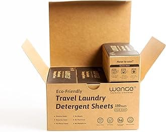 WengeTravel Detergent, laundry sheets detergent eco friendly - 150 Sheets - Clear Plastic-Free Hypoallergenic Liquid Less Washing Sheets for Home Dorm Travel Camping