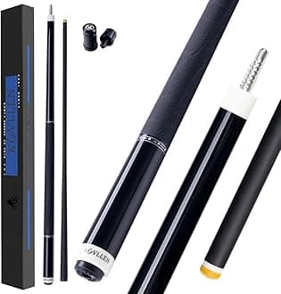 Carbon Fiber Pool Cue, Low Deflection Shaft with Pro Taper, Ebony Inlay Design, 12.5mm / 11.8mm Tip, Adjustable Weight System