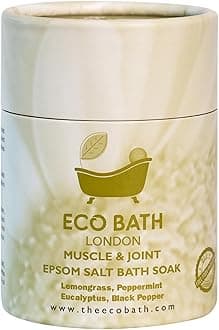 Eco Bath London Muscle & Joint Epsom Salt Bath Soak - Tube 250g, Magnesium Bath Salts Infused with Lemongrass, Peppermint, Eucalyptus, and Black Pepper Essential Oils,Bath Salt for Recovery