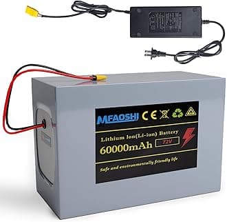 72V 60Ah Lithium Ion E-Bike Battery for 200-3500W E-Bike Motor with LED Battery Indicator, 30A BMS, XT90 Connector, for E-Bike, Motorcycle, Scooter, Go-Kart