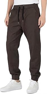 ITALYMORN Khaki Chino Joggers for Men Twill Stretch Casual Pants with Pockets