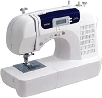 Brother Sewing and Quilting Machine, CS6000i, 60 Built-in Stitches, 2.0" LCD Display, Wide Table, 9 Included Sewing Feet, Beige/Blue