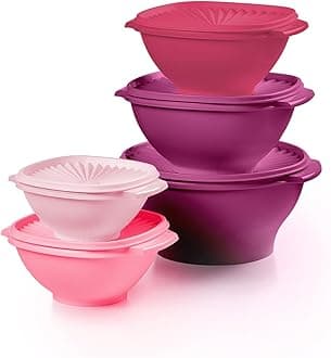 Heritage Collection, New 10 Piece Food Storage Container Set in Vintage Pink, Dishwasher Safe and BPA Free (5 Bowls, 5 Lids)