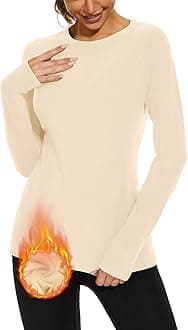 WOWENY Thermal Shirts for Women Base Layer Soft Fleece Lined Long Sleeve Top Thermal Underwear Winter Cold Weather